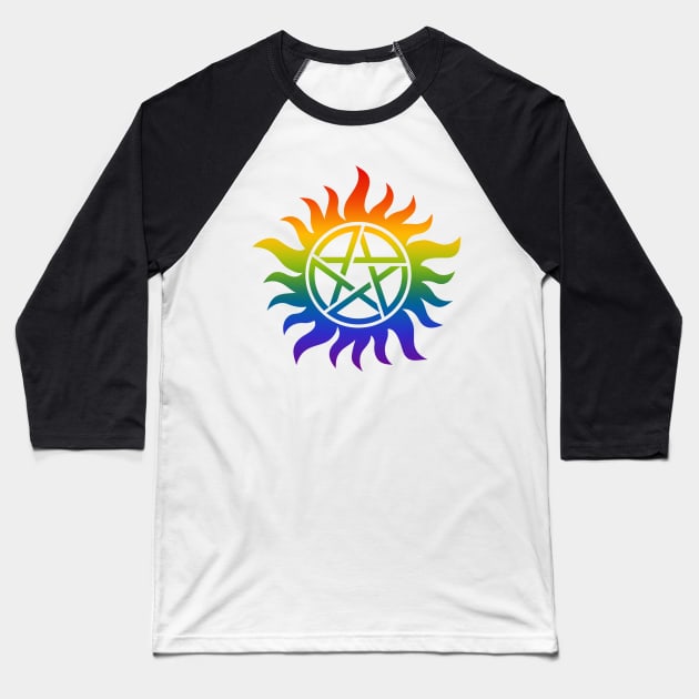 Supernatural - Gay Pride Baseball T-Shirt by AcacianCreations